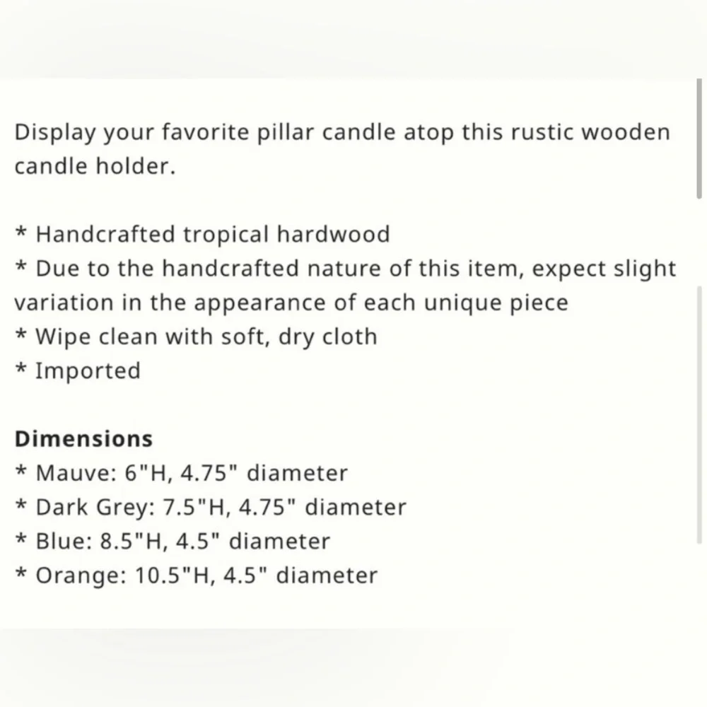 Anthropologie Sequoia Wood Pillar Candle Holder